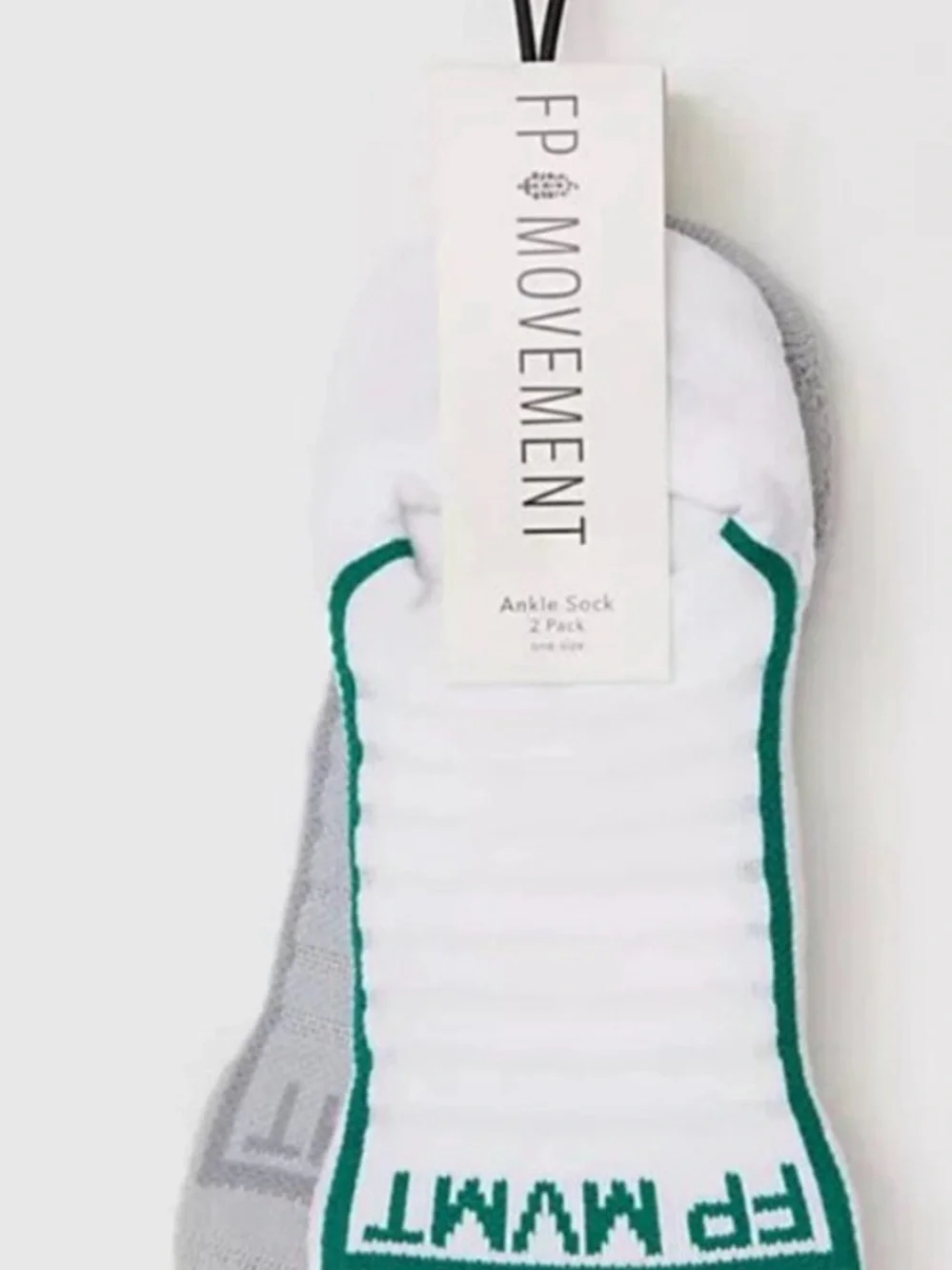 Free People Simple Sport No-Show Sock 2-Pack. NWT. Grey and white